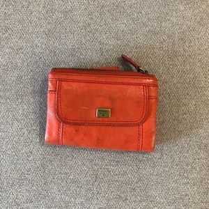 Small orange fossil wallet